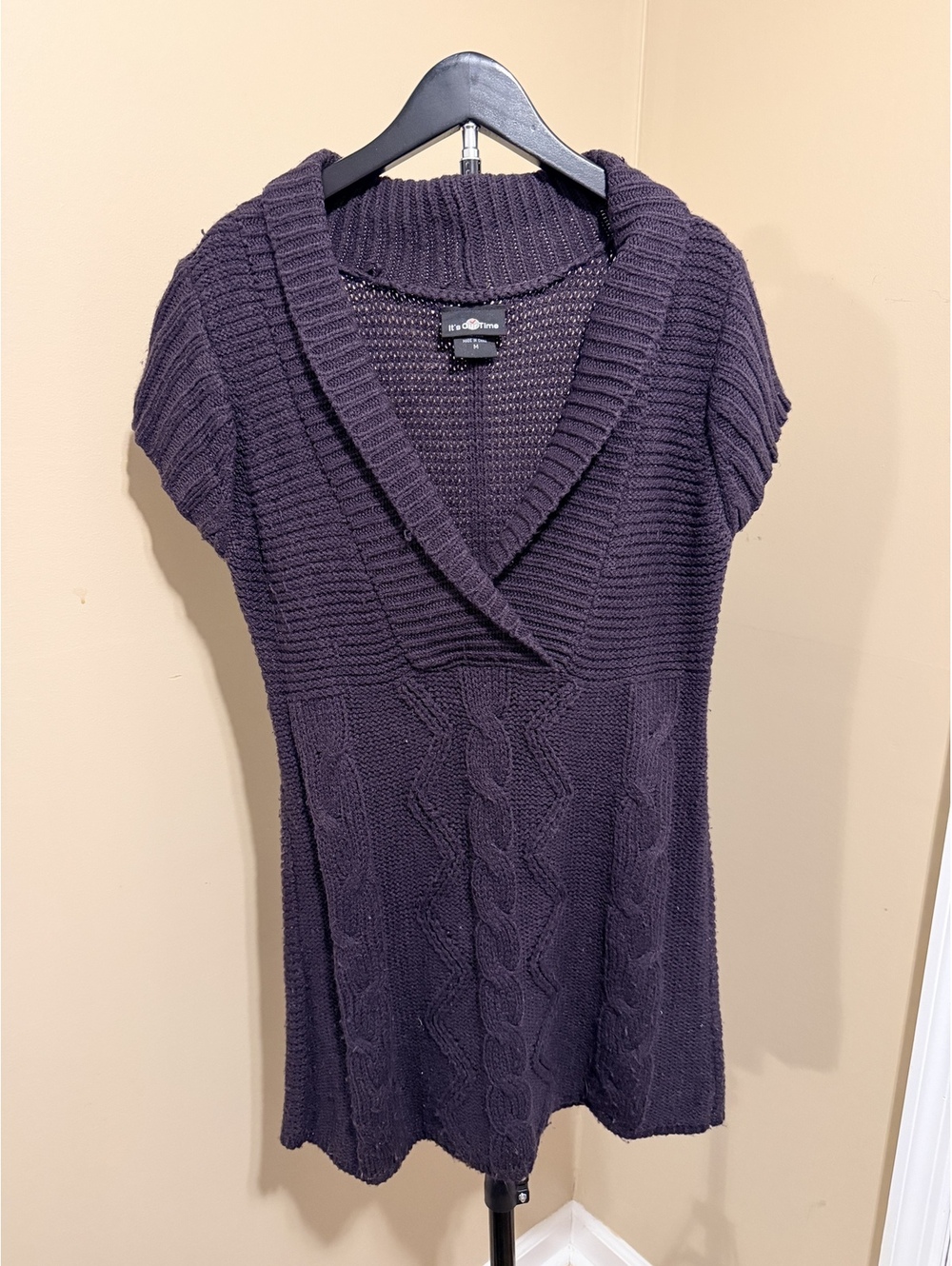 It's Our Time Purple Cable Knit Sweater Dress Size M